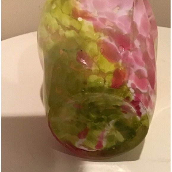 FENTON VASA MURRHINA GLASS VASE PINK YELLOW WHITE MYST 6.75” H EUC - Picture 4 of 5